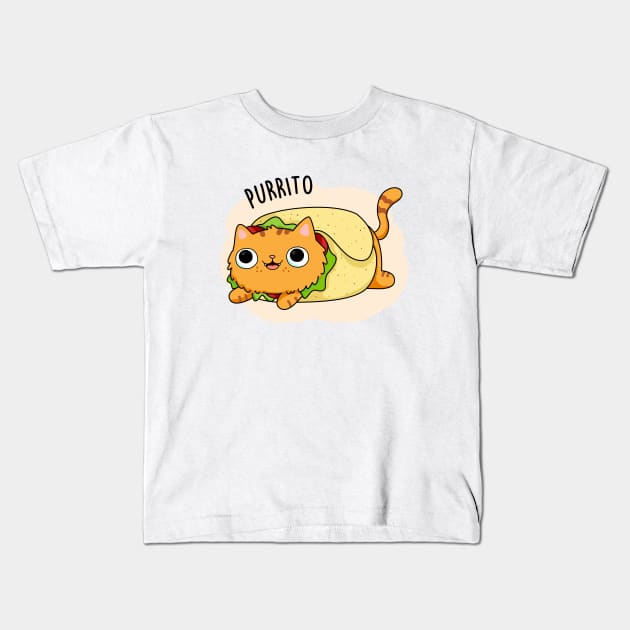 Purrito Cute Burrito Cat Pun Kids T-Shirt by punnybone